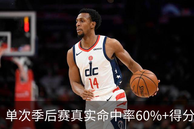 单次季后赛真实命中率60%+得分30+场次最多的球员：詹姆斯 伦纳德